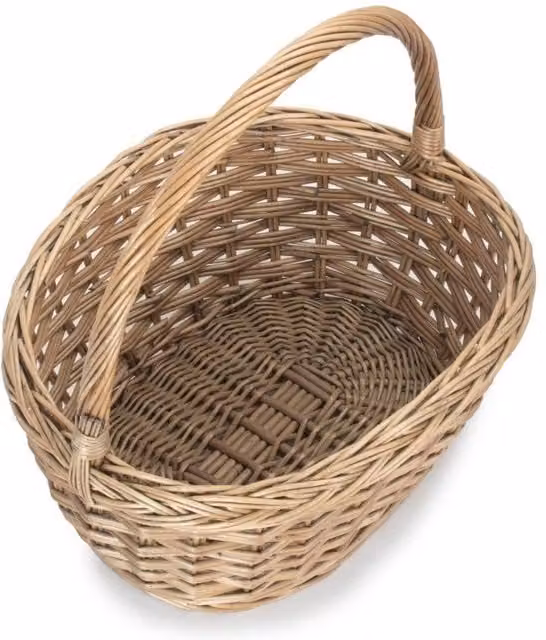 Red Hamper Oval Wicker Braid Border Shopping Basket in Brown, W/D/H: 38.0 x 30.0 x 19.0 cm – 1
