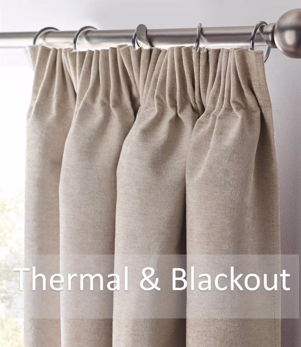 Luxor Living Chenille Blackout Pencil Pleat Curtains in Beige, Width: 168 cm, Drop: 229 cm – 2
