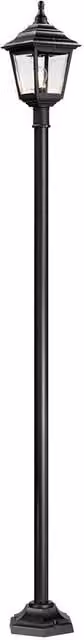 Netlighting Kerry Black Coastal Outdoor Lamp Post with Transparent Shade, IP44, E27