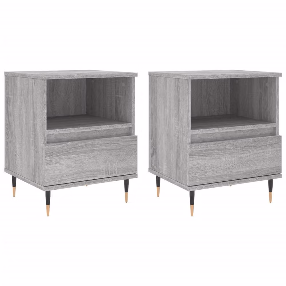 Berkfield Home Modern Bedside Cabinets, 2 Piece Set in Grey Sonoma, W/D/H: 40 x 35 x 50 cm – 3