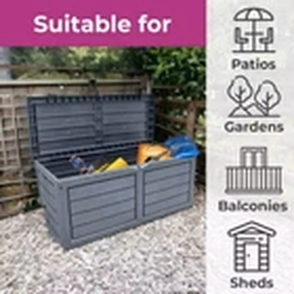 Hinsinc 320L Plastic Outdoor Storage Box in Dark Garden Grey, W/D/H: 119 x 53 x 52 cm – 4