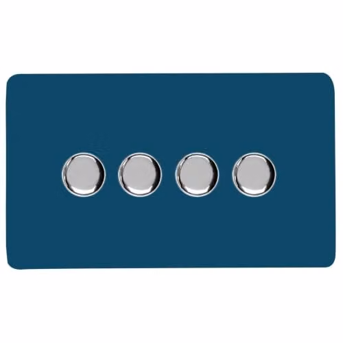 Trendi Switch 4 Gang 1 or 2 Way 150w Rotary LED Dimmer Light Switch in Midnight Blue – 1