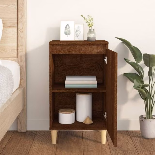 Berkfield Home Classic Bedside Cabinet in Brown Oak, W/D/H: 40 x 35 x 70 cm