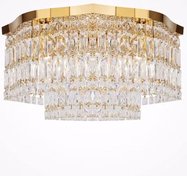 Maytoni Dune Modern 6 Light Ceiling Light in Gold/Brass with Crystal and Glass, E14, Height Adjustable – 1