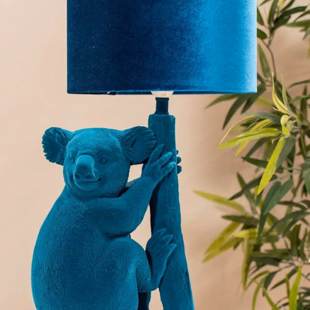 ValueLights Kevin Teal Blue Velvet Koala Animal Table Lamp – 3