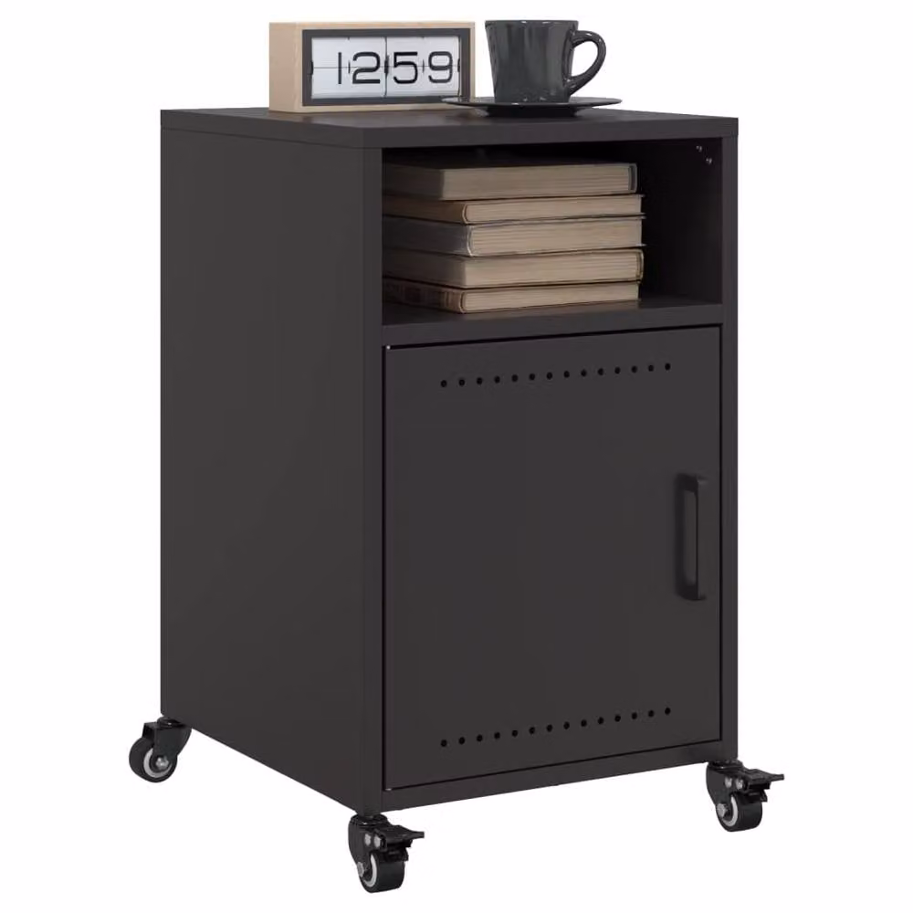 Berkfield Home Set of 2 Industrial Style Black Metal Bedside Cabinets, W/D/H: 36 x 39 x 59 cm – 1