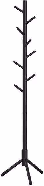 Kelvenix Black Solid Wood Standing Coat Rack with Tripod Base and Distributed Point Hooks, H 175 x W 47 x D 47 cm – 1