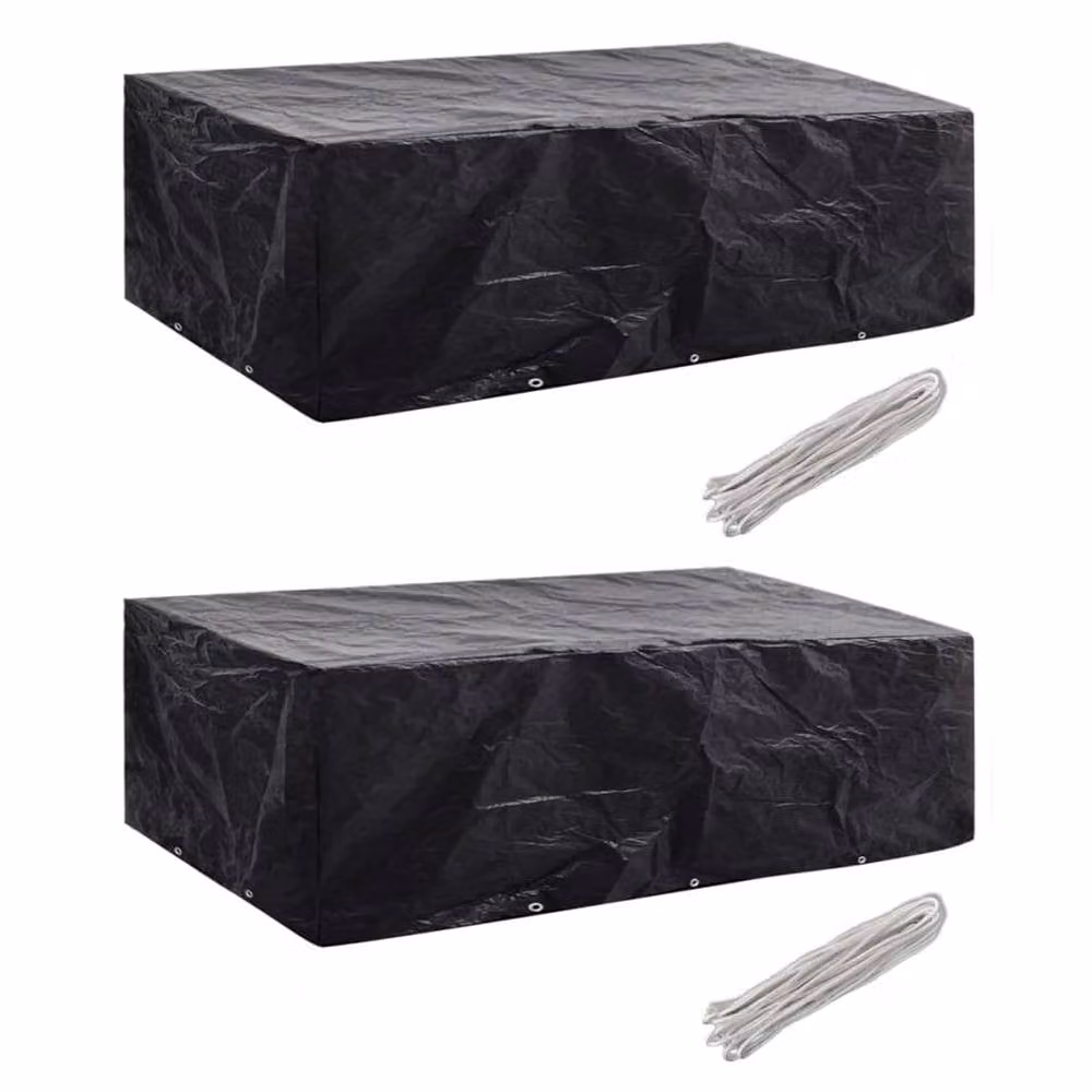 Berkfield Home Water-Repellent Poly Rattan Garden Furniture Covers for 8 People, 2 Pack, Black, W: 300 cm, D: 140 cm – 1