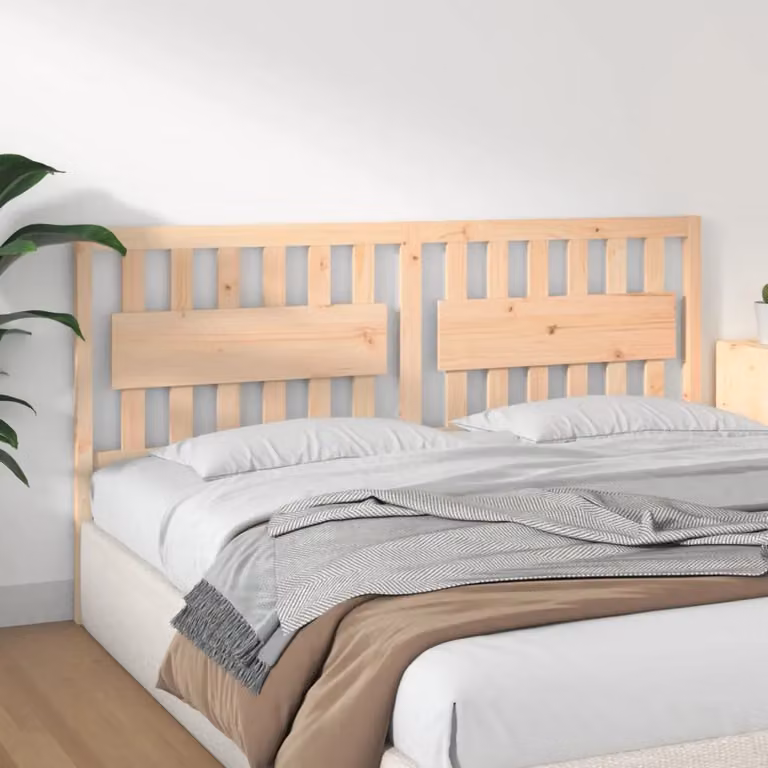 Berkfield Home Solid Wood Pine Bed Headboard in Brown, W: 185.5 cm, D: 4 cm, H: 100 cm