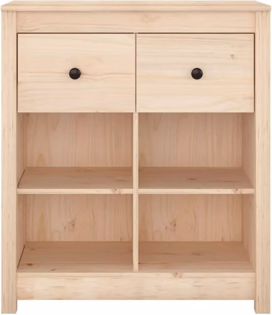 Berkfield Home Solid Wood Pine Sideboard in Beige, W/D/H: 70 x 35 x 80 cm