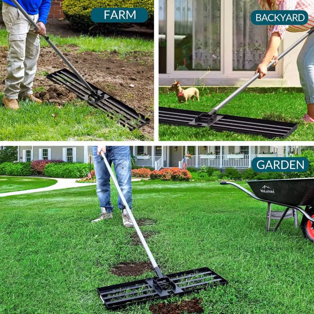 Walensee Lawn Leveling Rake Head with Stainless Steel Handle in Black – 3
