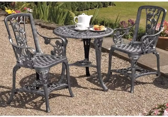 Garden Gear Three Piece Rose Bistro Set in Matt Grey