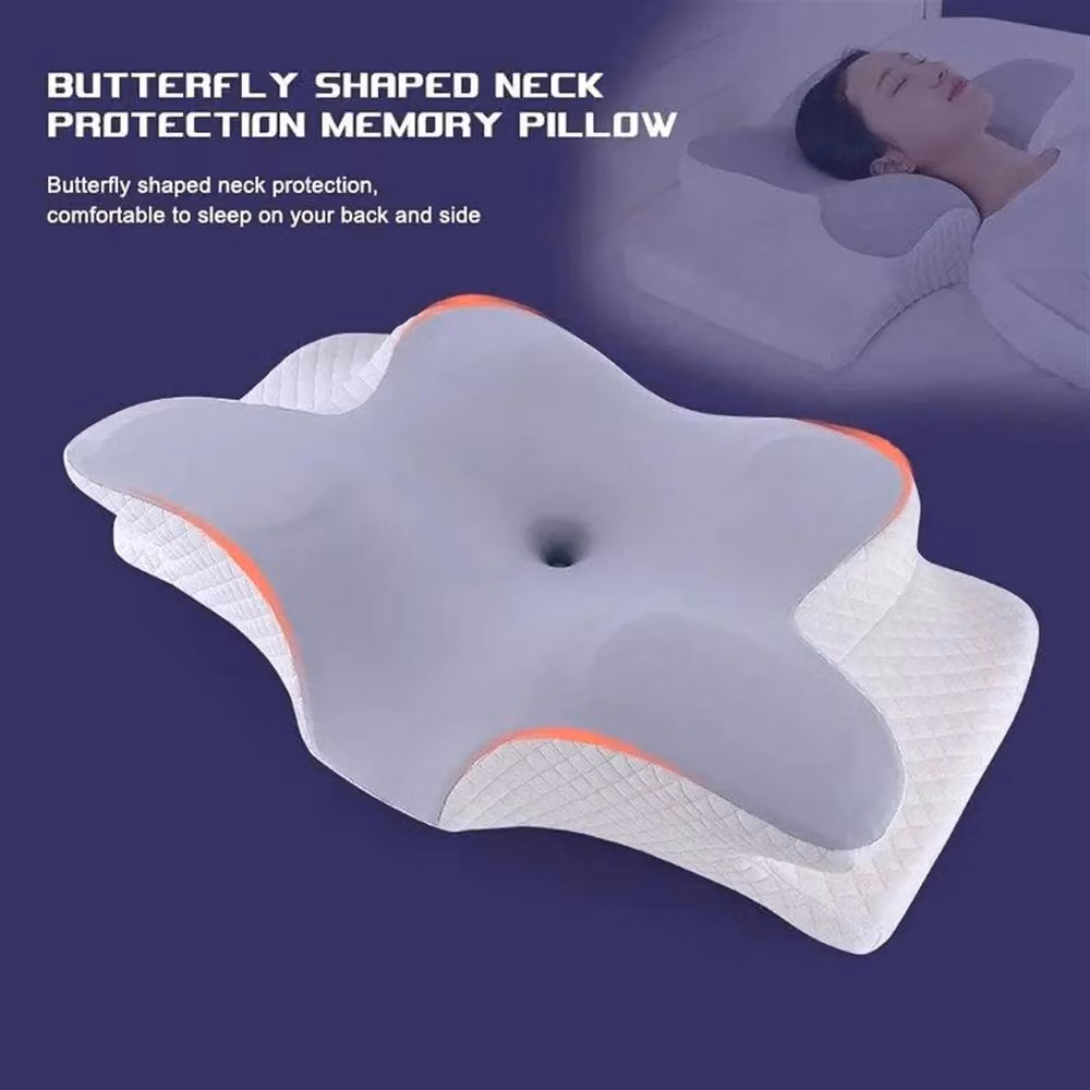 FLAVORA Ergonomic Memory Foam Cot Pillow in Grey – 3