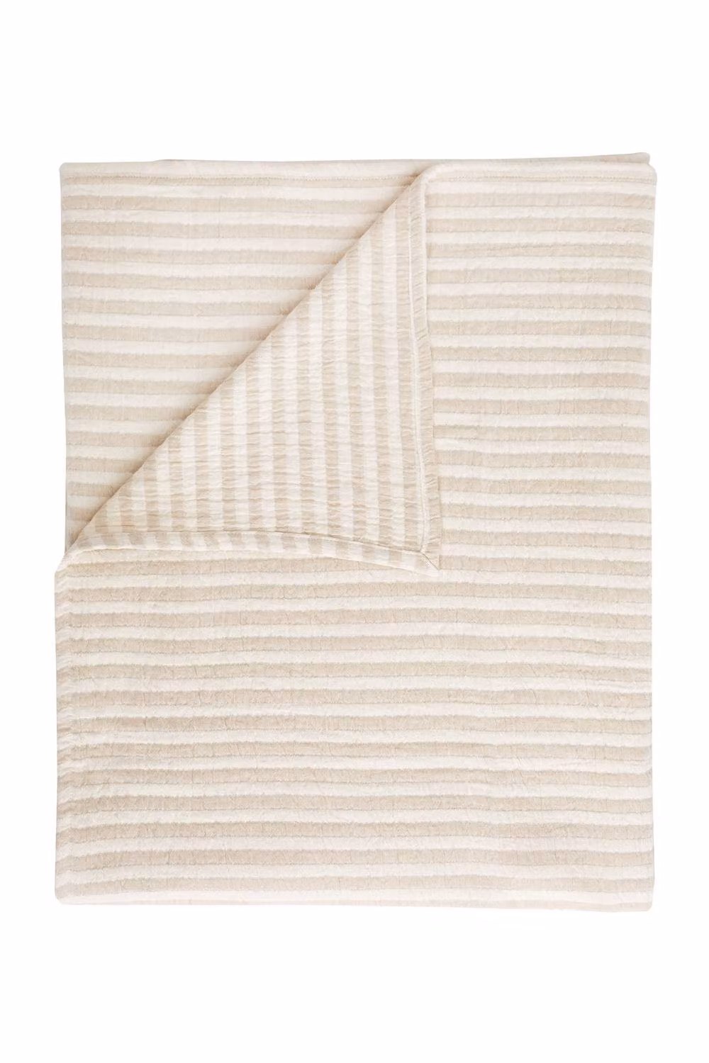 Bianca Cotton Muslin Striped Blanket Throw in Sand, W/D/H: 150 x 200 cm – 2