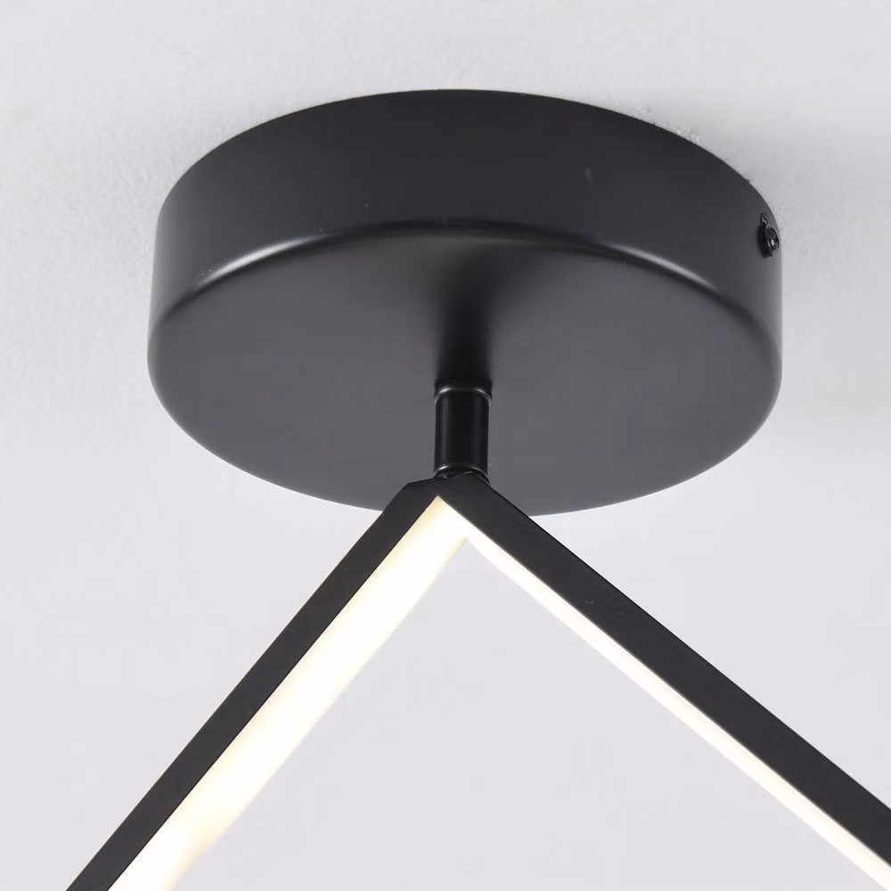 NIVOR Modern Black LED Ceiling Light, Dimmable 36W Square Flush Mount Lamp for Hallways – 3