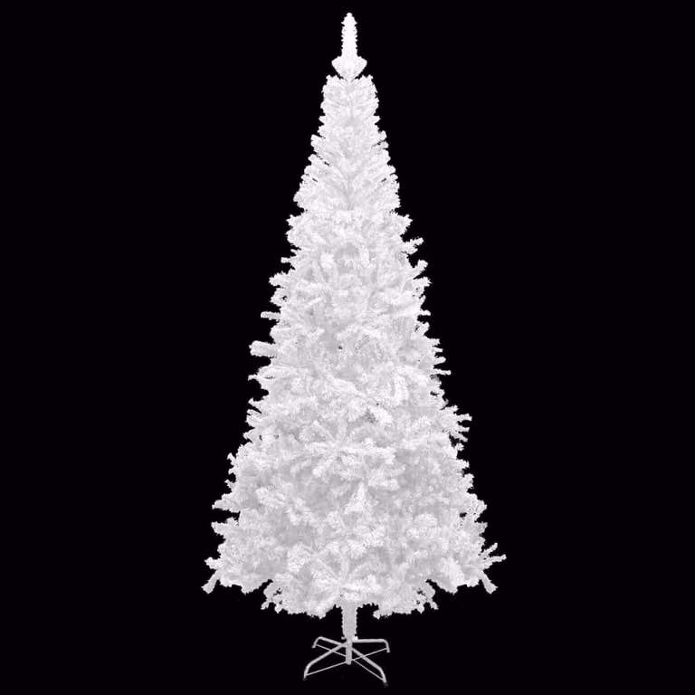 Berkfield Home Artificial Pre-lit Christmas Tree with Ball Set, White, Height: 240 cm