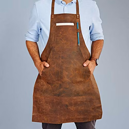 Paper High Handmade Buffalo Leather Apron in Brown – 4