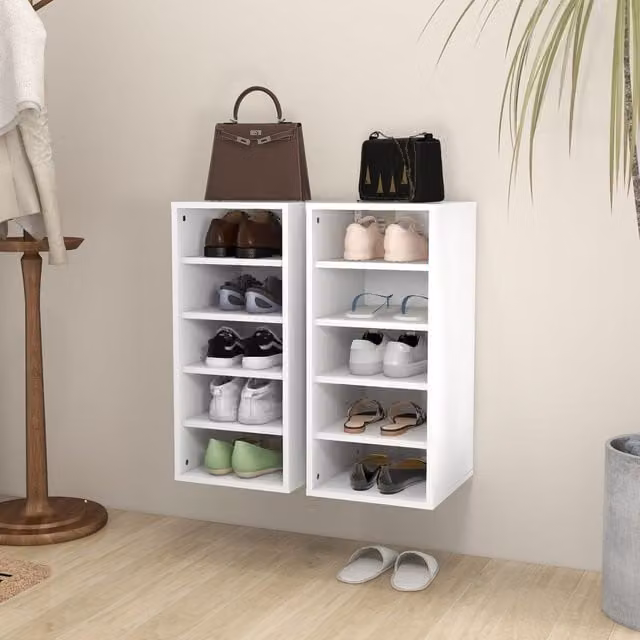 Berkfield Home Set of 2 White Classic Shoe Cabinets, W/D/H: 31.5 x 35 x 70 cm