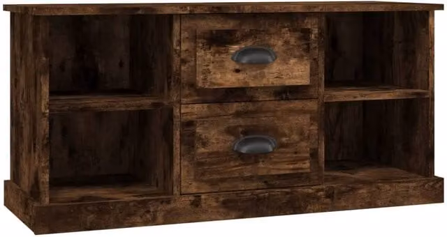 Berkfield Home Smoked Oak TV Cabinet in Brown, W/D/H: 99.5 x 35.5 x 48 cm