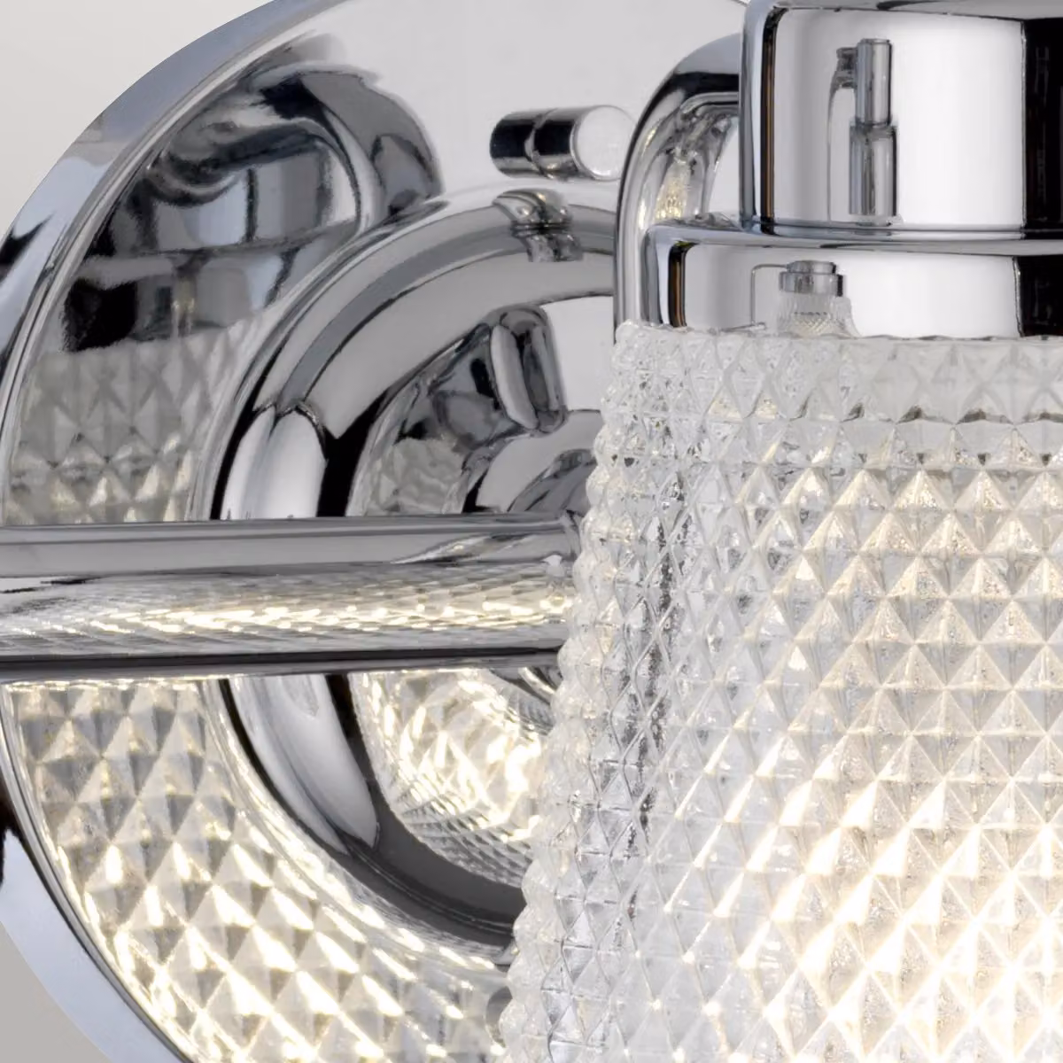 Netlighting Hudson 3 Light Wall Light in Polished Chrome and Grey with Glass Shades, IP44 Rated – 2