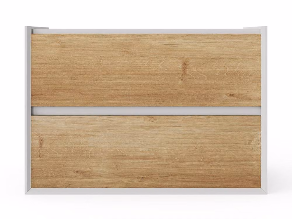 Vente-unique LANNICK Suspended Vanity Unit in Light Oak and White Finish, W: 80 cm, D: 45.6 cm, H: 55 cm – 2
