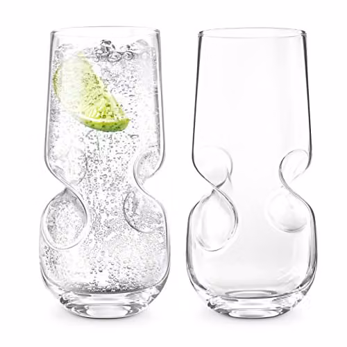 Final Touch Bubbles Seltzer Water Glasses, Set of 2, 500 ml, Transparent – 1