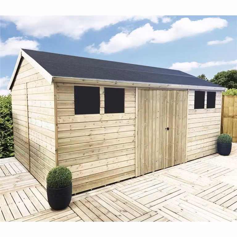 Marlborough Reverse Premier Pressure Treated Apex Workshop in Natural Wood