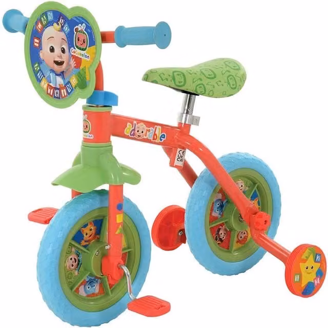 CoComelon 2-in-1 Blue and Multicolour Height Adjustable Training Bike with EVA Foam Wheels