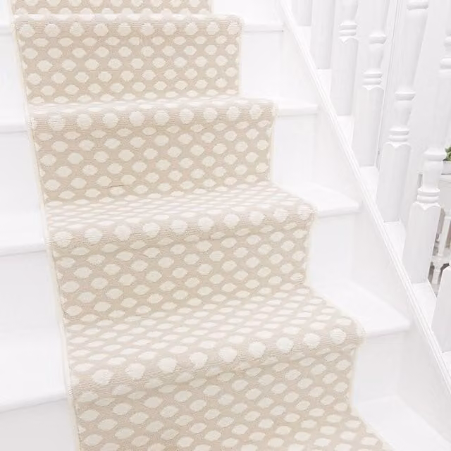 runrug Honeycomb Stair Runner Carpet in Beige, W: 60 cm, L: 660 cm