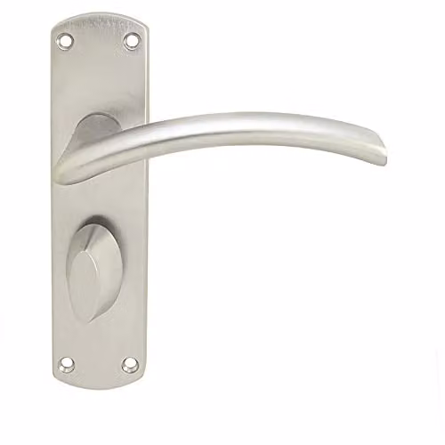 Loops Arched Lever Bathroom Backplate Door Handle in Chrome, 170 x 42 mm