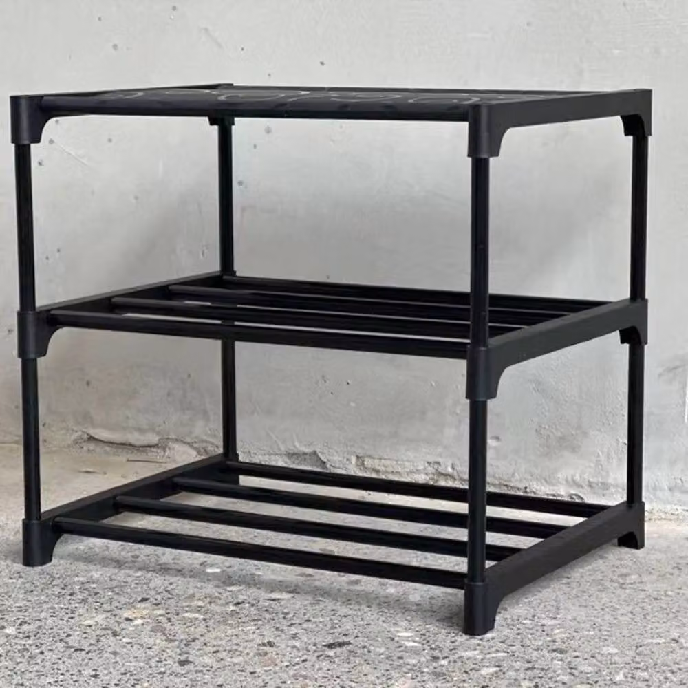 Kelvenix 3-Tier Freestanding Shoe Rack in Black – 4