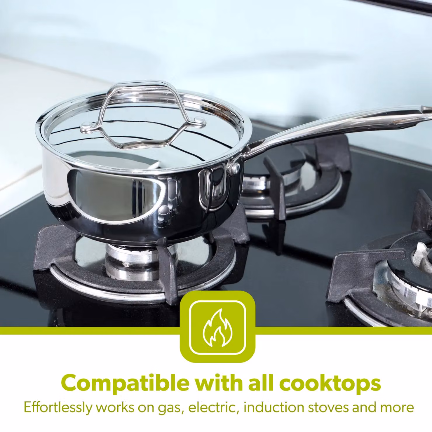 Royalford Silver Stainless Steel Tri-Ply Induction Safe Saucepan with Lid, Diameter: 20 cm – 3