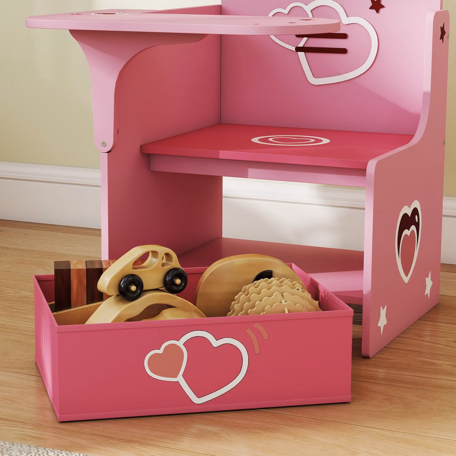 AIYAPLAY Kids Table and Chair Set with Storage Bins in Pink – 3