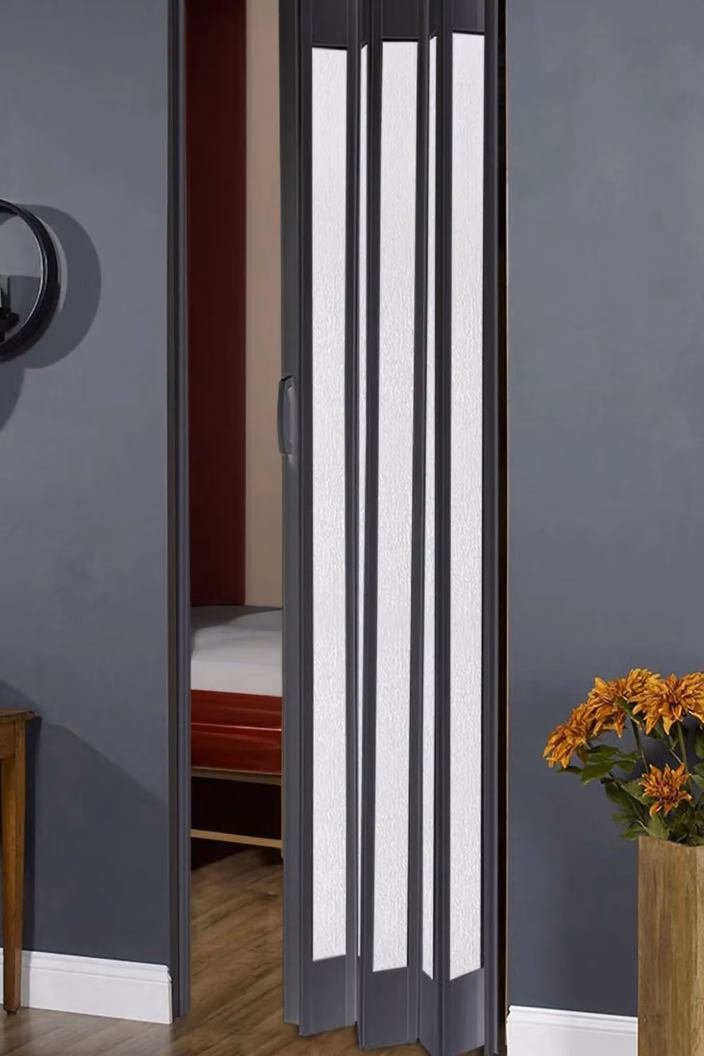 Living and Home Black Transparent PVC Accordion Folding Door H: 203.0 cm, W: 81.0 cm – 3