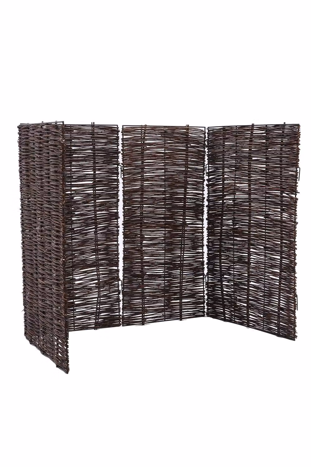 Living and Home Wicker Trash Can Privacy Fence in Brown, H 180 x W 115 x D 81 cm – 4