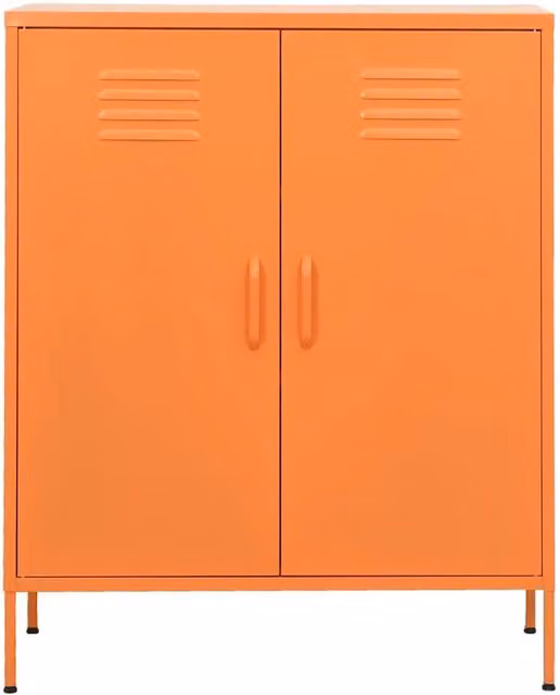 Berkfield Home Orange Metal Storage Cabinet with Hinged Doors, W/D/H: 80 x 35 x 101.5 cm