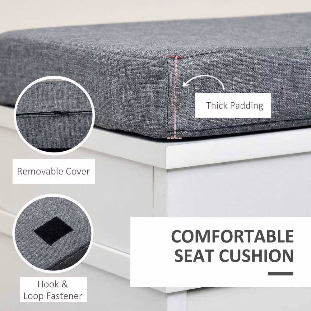 Wyld Haus Nedola White Shoe Storage Bench with Cushioned Seat and 2 Flip Drawers, W/D/H: 55 x 24 x 24 cm – 5