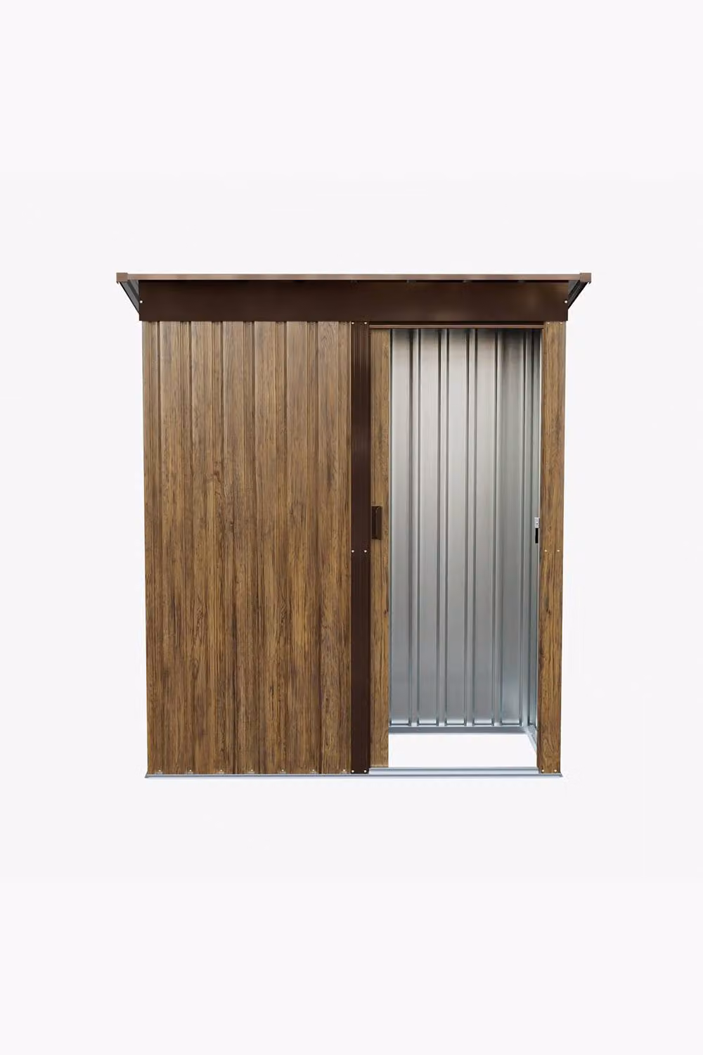 Garden Sanctuary Brown Metal Outdoor Storage Shed with Lockable Sliding Pent Door, W: 91.44 cm, D: 152.4 cm – 3