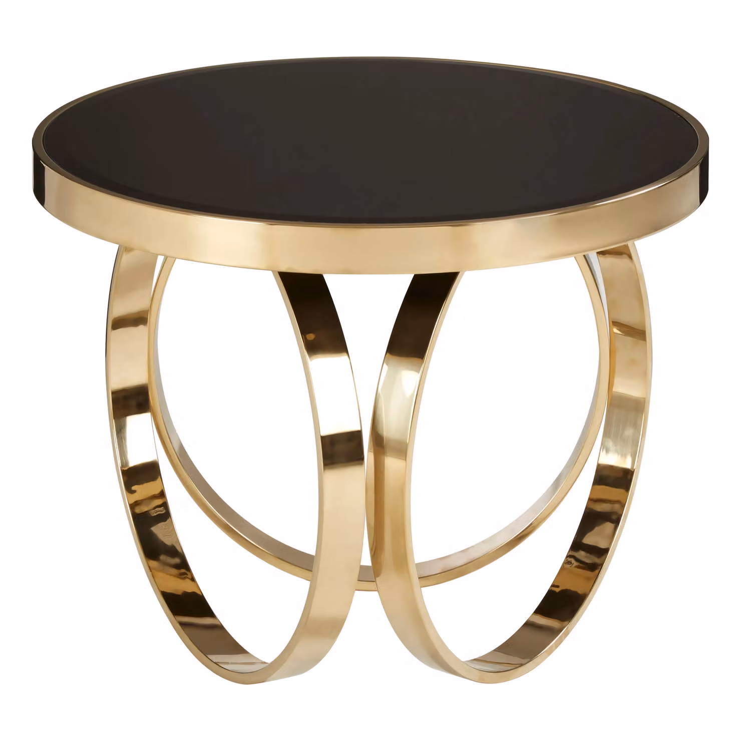 Orsina Modern Round Glass Coffee Table in Black and Gold, W/D/H: 60 x 60 x 45 cm – 2