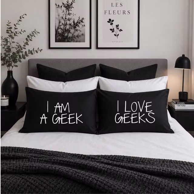 60 Second Makeover I Am A Geek I Love Geeks Black Cotton Graphic Pillowcases – 1