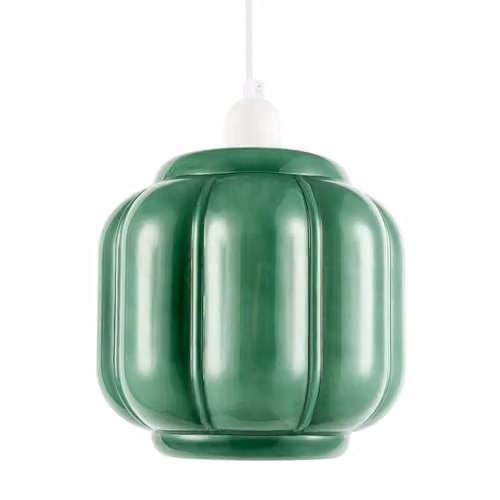 Happy Homewares Green Glass Classic Square Pendant Ceiling Light Shade W/D/H: 18 x 18 x 18 cm – 1