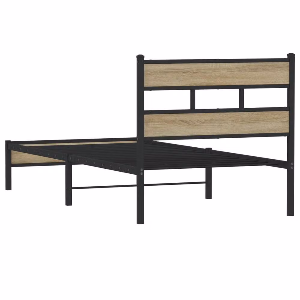 Berkfield Home Elegant Single Bed Frame in Sonoma Oak and Brown, W/D/H: 90 x 190 cm – 4