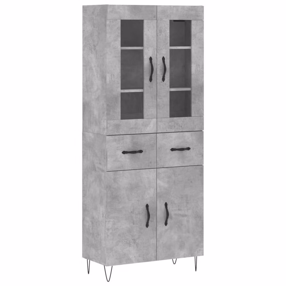 Berkfield Home Industrial Highboard in Concrete Grey, W/D/H: 69.5 x 34 x 180 cm – 3