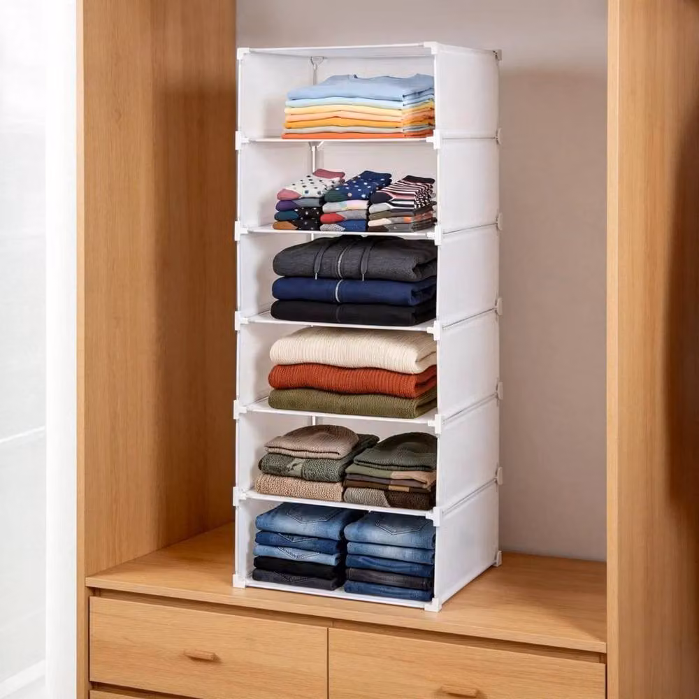 FLAVORA White 5-Storey Modular Cube Storage Cabinet – 2