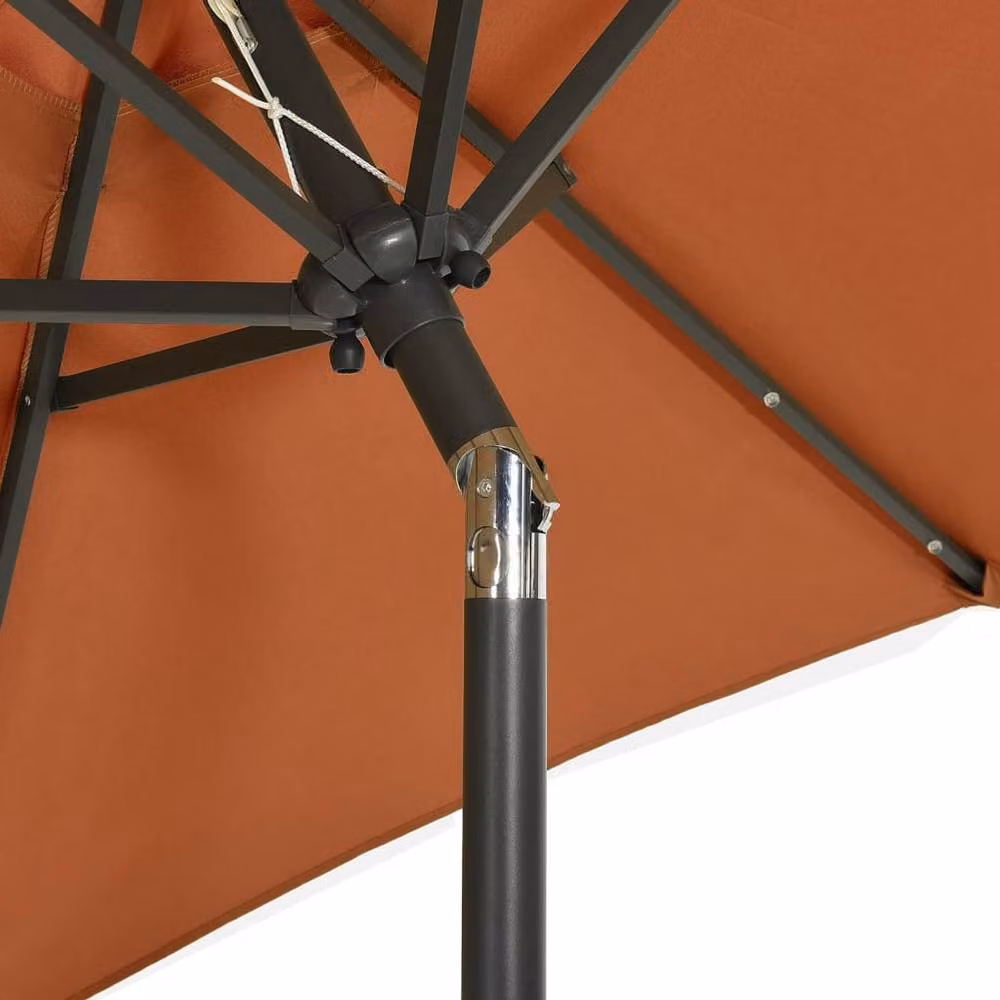 Berkfield Home Parasol with LED Lights in Terracotta and Grey, Aluminium and Polyester, W: 200 cm, H: 211 cm – 3