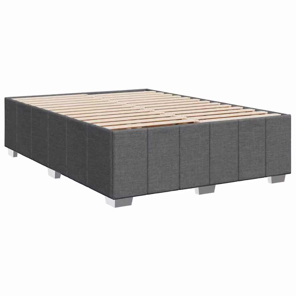 Berkfield Home Upholstered Fabric Double Bed Frame in Dark Grey, W: 140 cm, L: 200 cm – 3