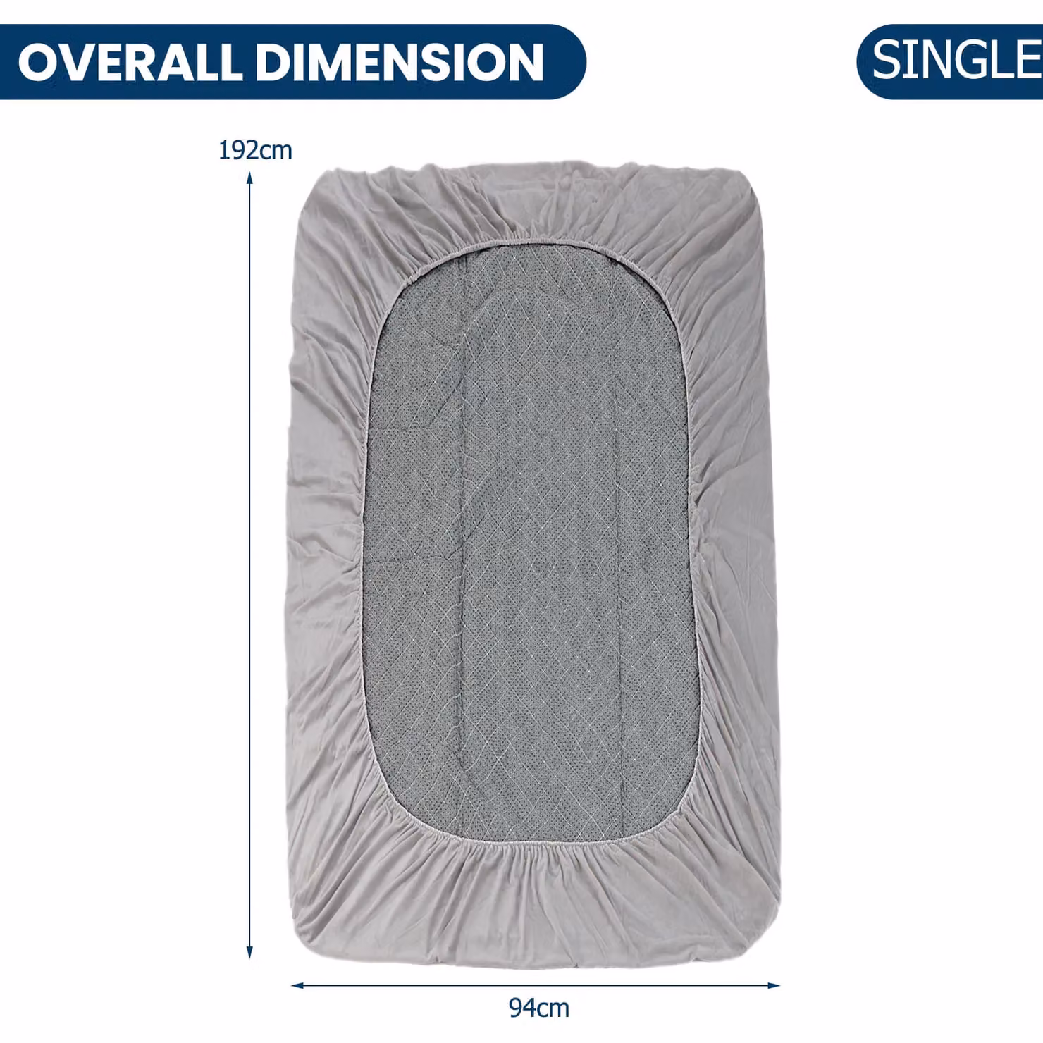 Costway Single Size Luxury Velvet Mattress Topper and Protector in Grey – 2