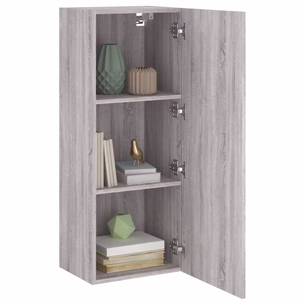Berkfield Home Grey Sonoma Wall Mounted TV Cabinet with Hinged Doors and Internal Shelves, W/D/H: 40.5 x 30 x 102 cm – 4