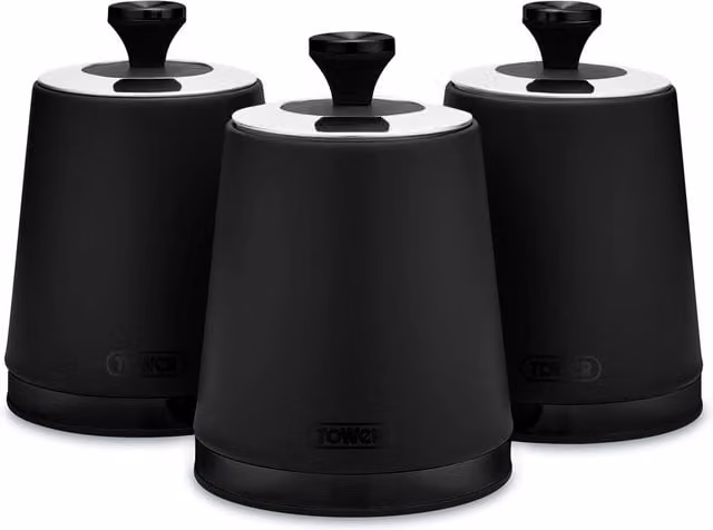 Sera Set of 3 Airtight and Leakproof Black Canisters with Smoked Trims