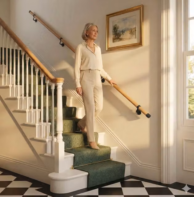 Woodworx Premium Solid Oak Wood Stair Handrail Kit with Matt Black Brackets, Brown, Length: 3.6 m